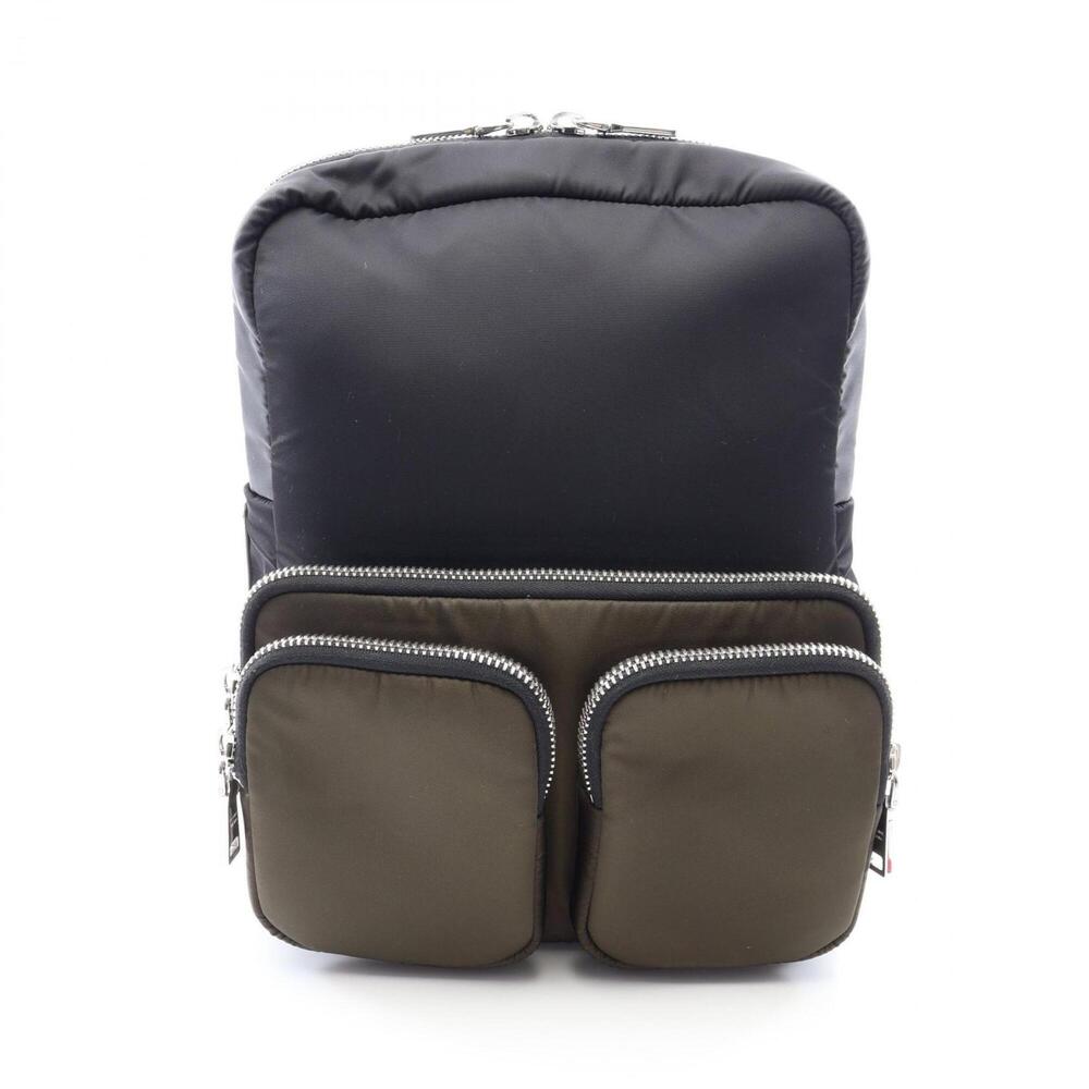 Prada PRADA 018 Backpack Handbag Nylon Men's Black/Khaki 2VZ043